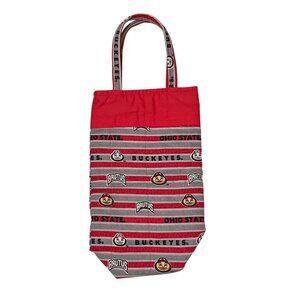 Ohio State Buckeyes Striped Wine Tote Bag Brutus Logos Red Gray